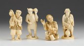 Four Japanese elephant ivory o