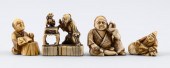 FOUR JAPANESE IVORY FIGURAL NE