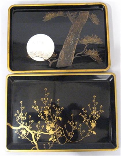 Four Japanese lacquered trays   