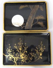 Four Japanese lacquered trays