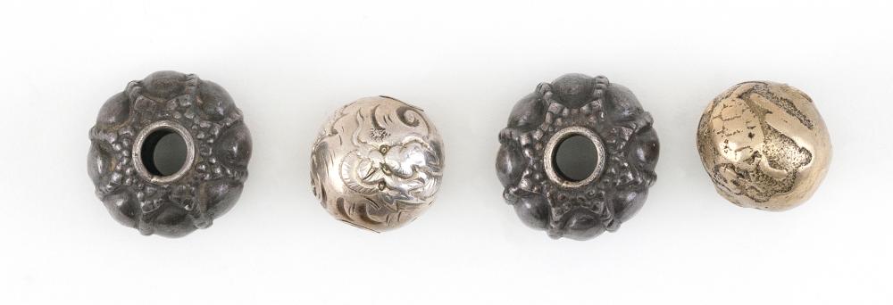FOUR JAPANESE METAL OJIME MEIJI