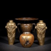 Four Japanese Metal Vases
Late