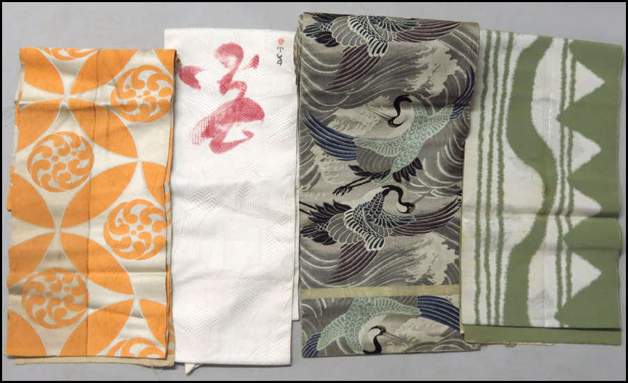 FOUR JAPANESE OBI. Condition: No