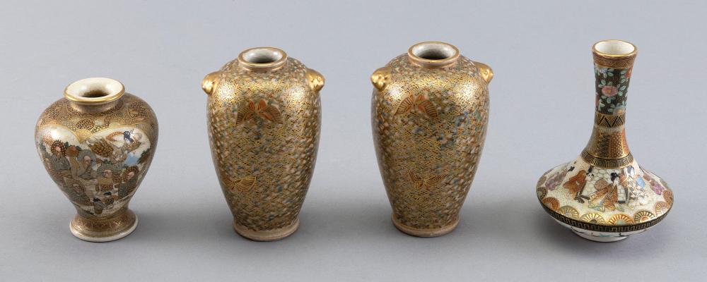 FOUR JAPANESE SATSUMA CABINET VASES