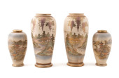 FOUR JAPANESE SATSUMA VASES, T