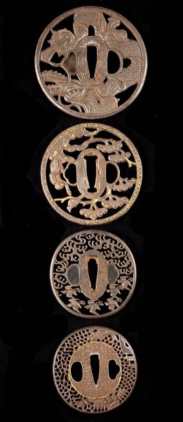 Four Japanese Tsubapierced bronze