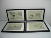 Four Japanese woodblock prints