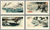 Four Japanese woodblock tripty