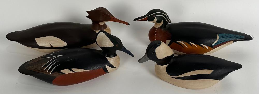 FOUR JIM KEEFER DECOYS WOODSTOCK,
