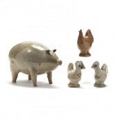FOUR JUGTOWN POTTERY ANIMALS S