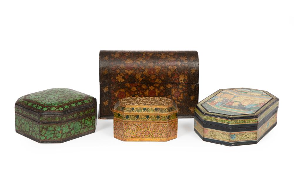 FOUR KASHMIR LACQUER BOXESFour