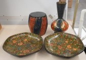 FOUR KASHMIRI LACQUERED ARTICL