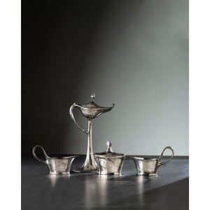 Four Kayserzinn Jugendstil Pewter