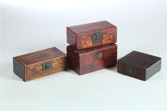 FOUR LACQUERED BOXES.  Asian 