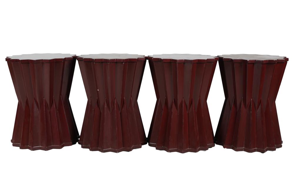 FOUR LACQUERED WOOD STAR-FORM END