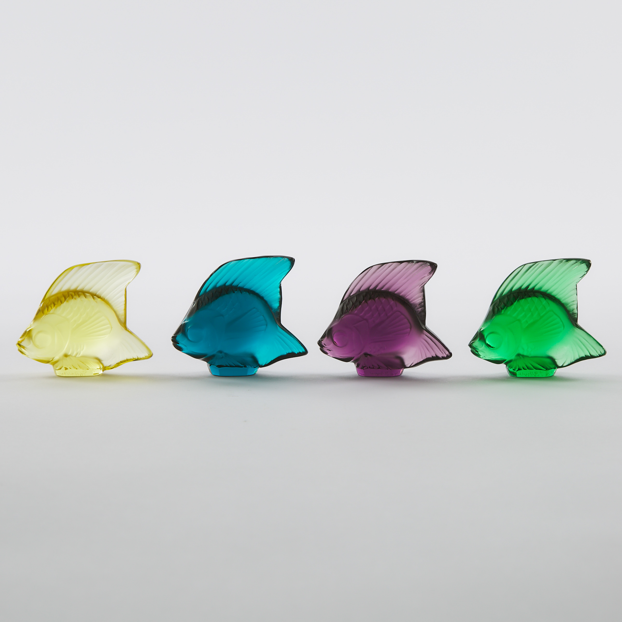 Four Lalique Coloured Glass