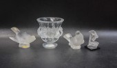 FOUR LALIQUE CRYSTAL ITEMS, CO