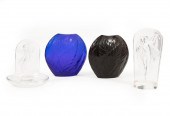 FOUR LALIQUE CRYSTAL TABLE ART