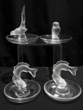FOUR LALIQUE FROSTED CRYSTAL R