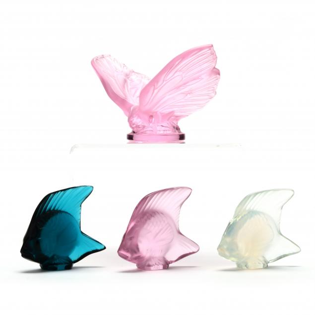 FOUR LALIQUE GLASS ANIMALS