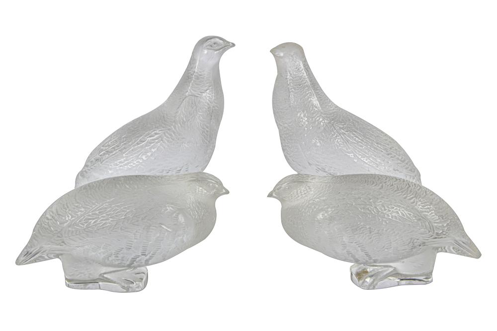 FOUR LALIQUE GLASS PARTRIDGESeach