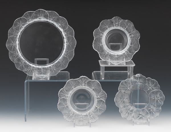 FOUR LALIQUE HONFLEUR DISHES 