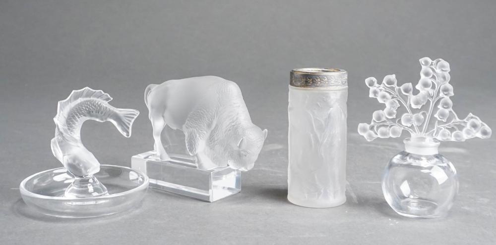 FOUR LALIQUE PARTIAL FROSTED