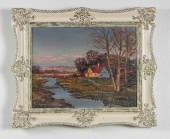 FOUR LANDSCAPE OILS ON BOARD:
