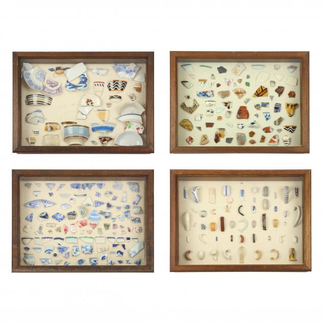 FOUR LARGE ARTIFACT DISPLAYS OF