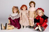 FOUR LARGE BISQUE HEAD DOLLSFo
