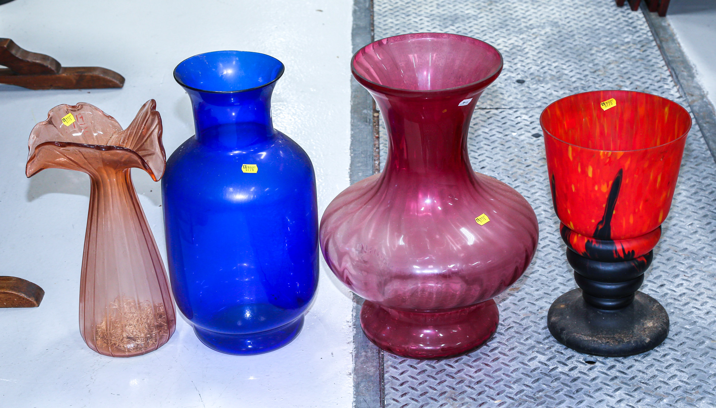 FOUR LARGE & DECORATIVE GLASS ITEMS