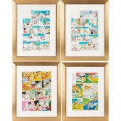 FOUR LARGE FRAMED ORIGINAL SIG