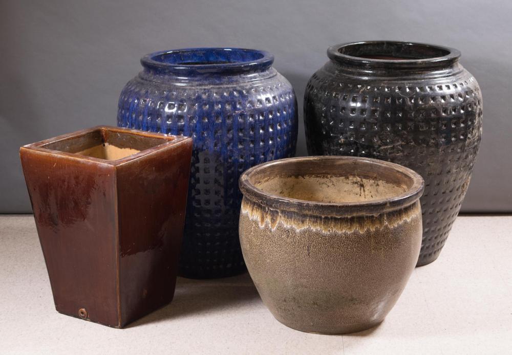 FOUR LARGE GLAZED POTTERY GARDEN