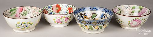 FOUR LARGE PEARLWARE BOWLSFour