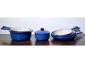 Four Le Creuset blue enamel ca