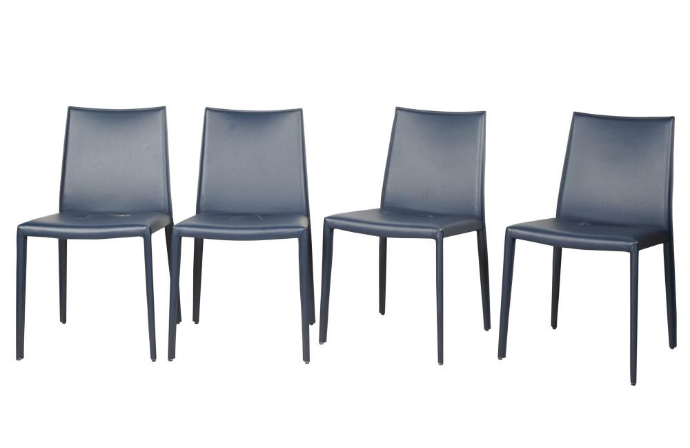 FOUR LEATHER DINING SIDE CHAIRSFour