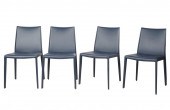 FOUR LEATHER DINING SIDE CHAIR