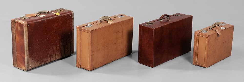 Four Leather Suitcases American and
