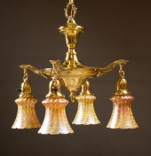 FOUR-LIGHT QUEZAL CHANDELIER,