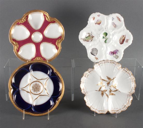 Four Limoges porcelain oyster