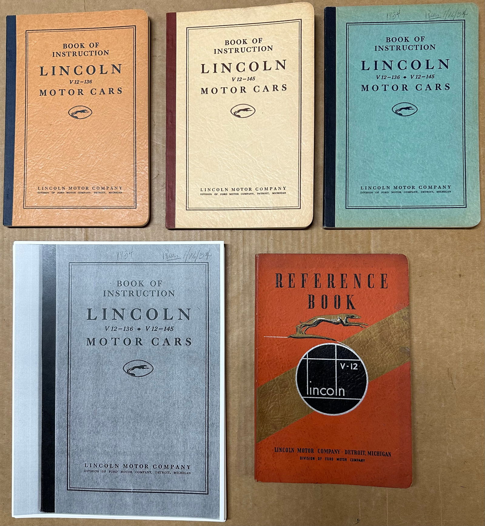 FOUR LINCOLN MODEL K MANUALS - 1933