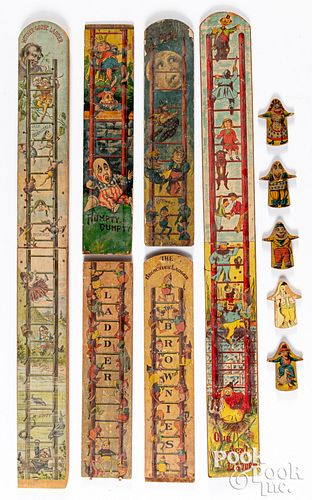 FOUR LITHOGRAPHED PAPER ON WOOD
