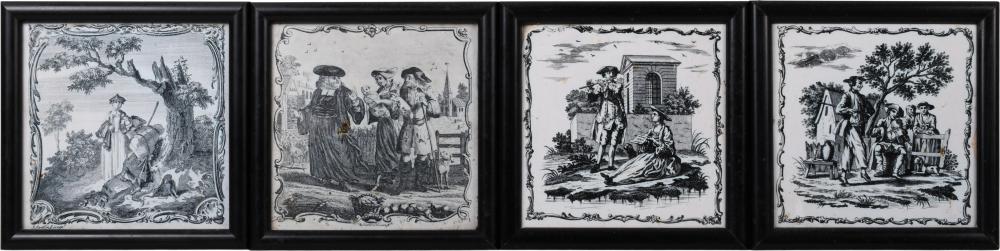 FOUR LIVERPOOL DELFTWARE BLACK