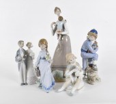 FOUR LLADRO AND ONE NAO PORCEL