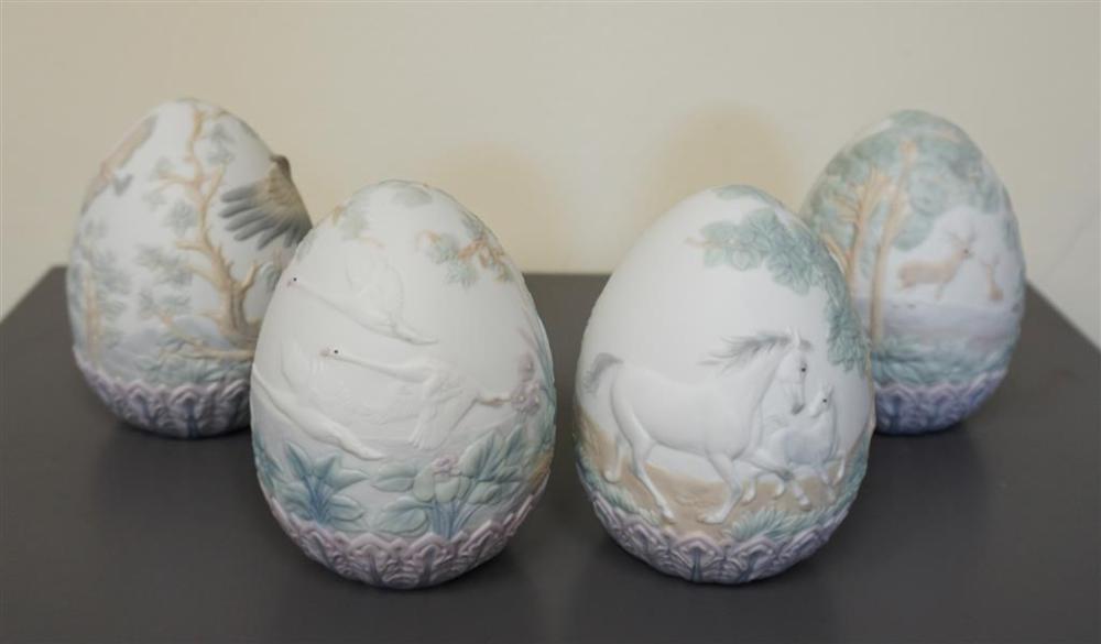 FOUR LLADRO MOLDED AND PAINTED