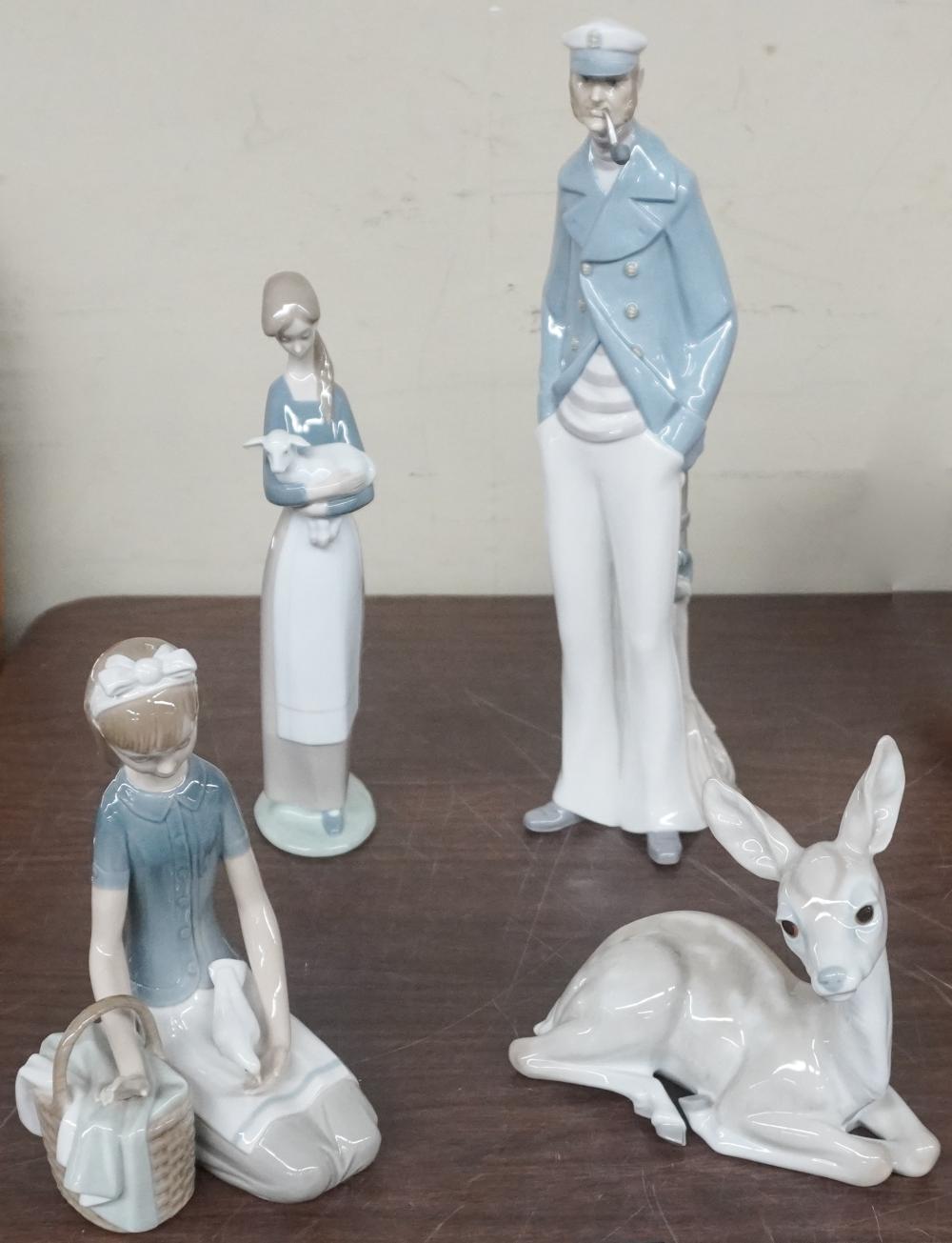 FOUR LLADRO PORCELAIN FIGURES, H OF