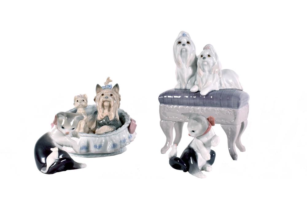 FOUR LLADRO PORCELAIN GROUPS OF