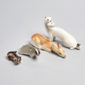 FOUR LOMONOSOV PORCELAIN WILDL