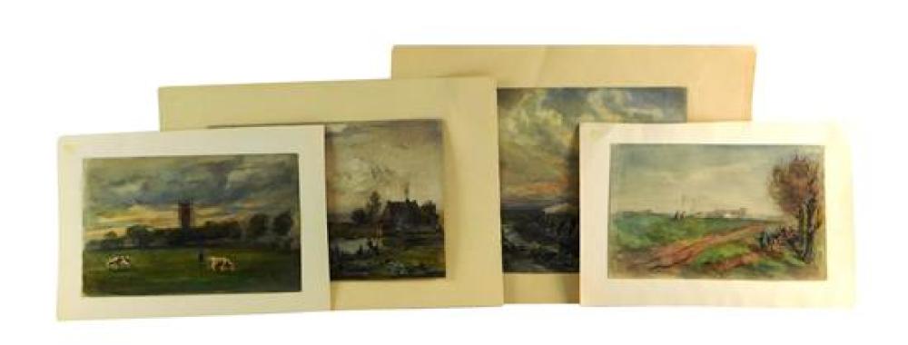 FOUR LOOSE WATERCOLORS,