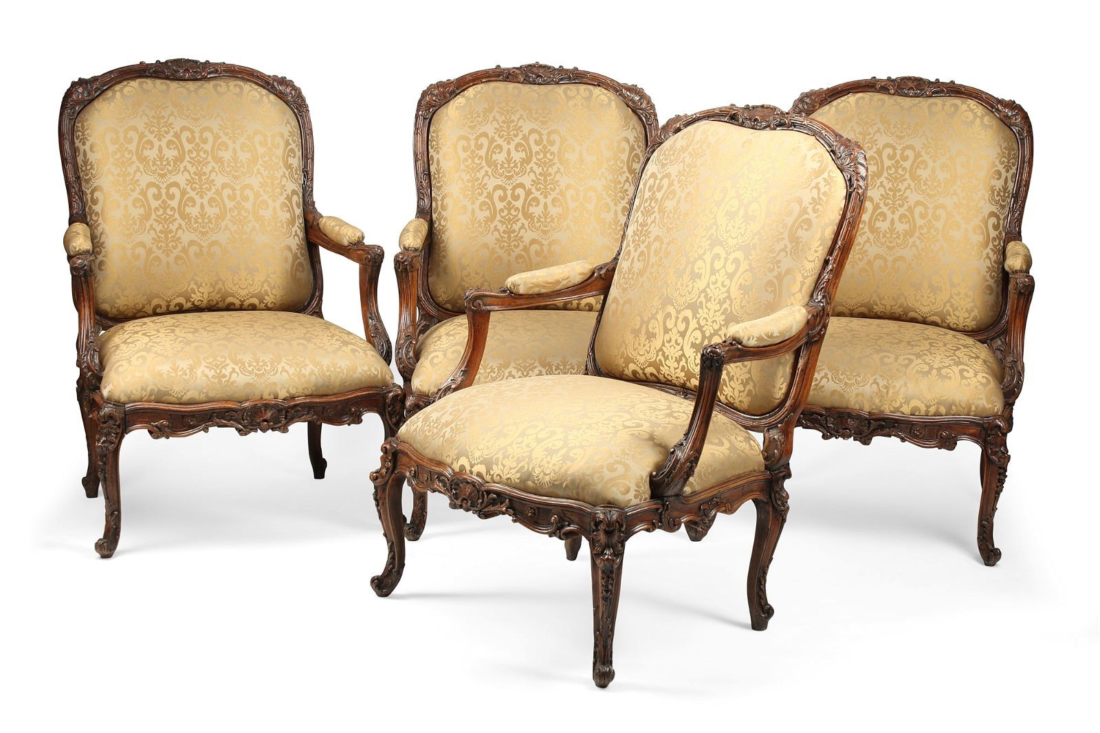 FOUR LOUIS XV STYLE CARVED